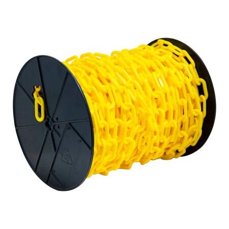 Gec Mr. Chain Heavy Duty Plastic Chain Barrier On A Reel, 2inx100'L, Yellow 51102